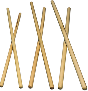 Set of wooden drumsticks on a white background