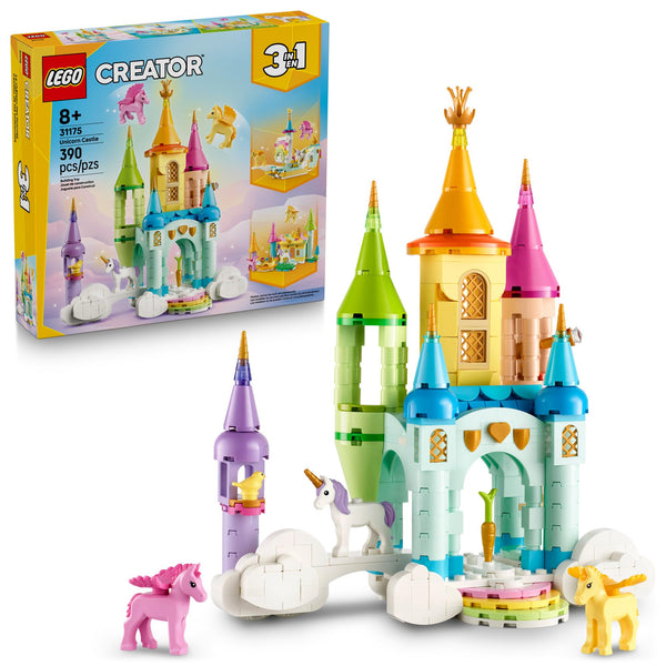 LEGO Creator castle set with packaging on a white background