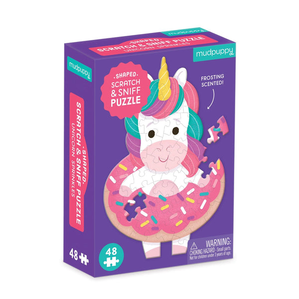 Mudpuppy Shaped Scratch & Sniff 48-piece Mini Puzzle | Unicorn Sprinkles