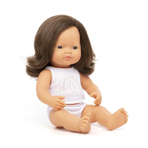 Miniland Baby Doll Brunette Girl 15"
