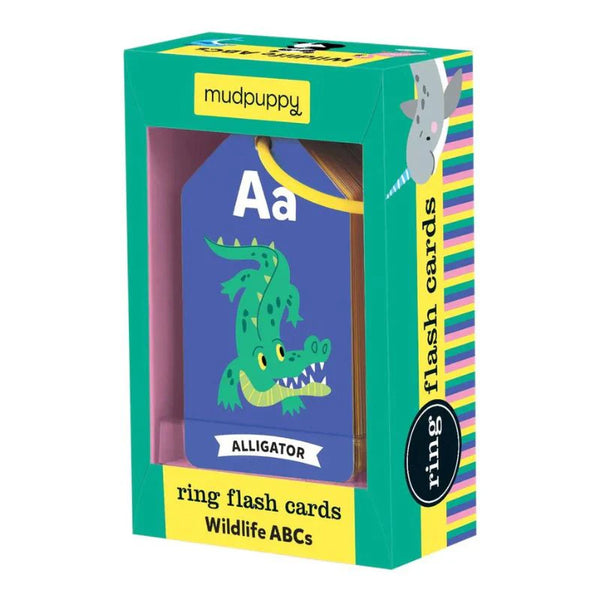 Mudpuppy ring flash cards packaging with an alligator illustration on a white background