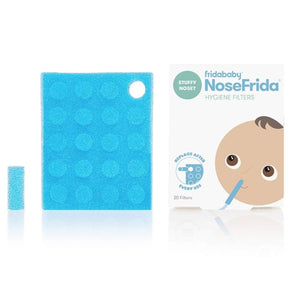 Blue nose filter and packaging with 'Fridababy' branding on a white background