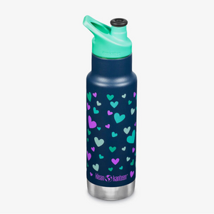 Nalgenesen water bottle with heart pattern on a white background