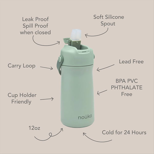 Noüka | Stainless Steel Dinking Bottle | 12Oz