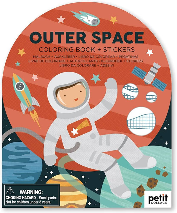 Petit Collage Colouring Book with Stickers | Outer Space