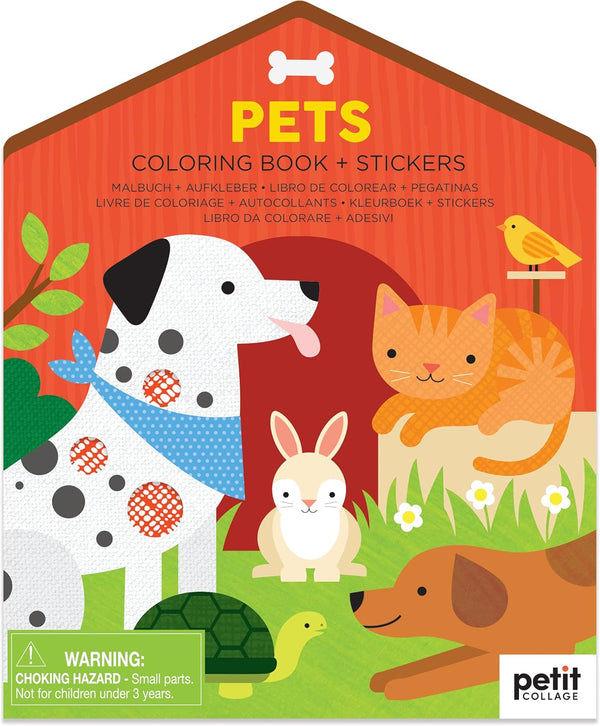 Petit Collage Colouring Book with Stickers | Pets