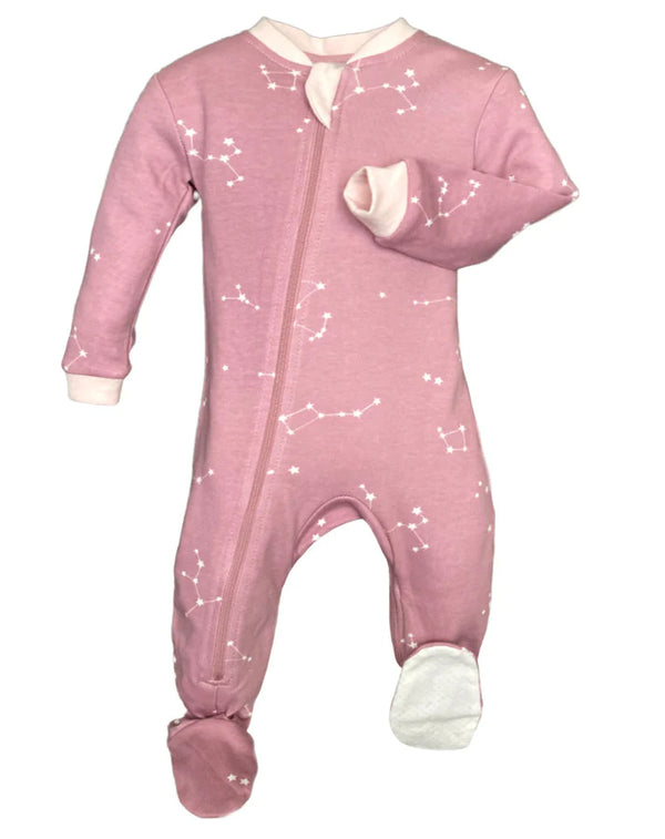 ZippyJamz Footed Cotton Sleeper | Galaxy Love Pink