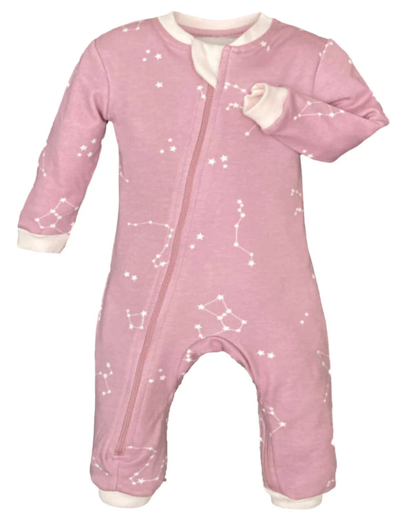ZippyJamz Footless Cotton Sleepers | Galaxy Love Pink