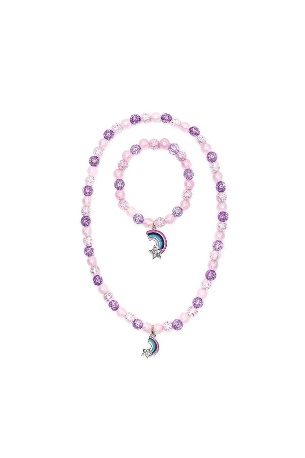Great Pretenders Purple Rainbow Necklace and Bracelet Set
