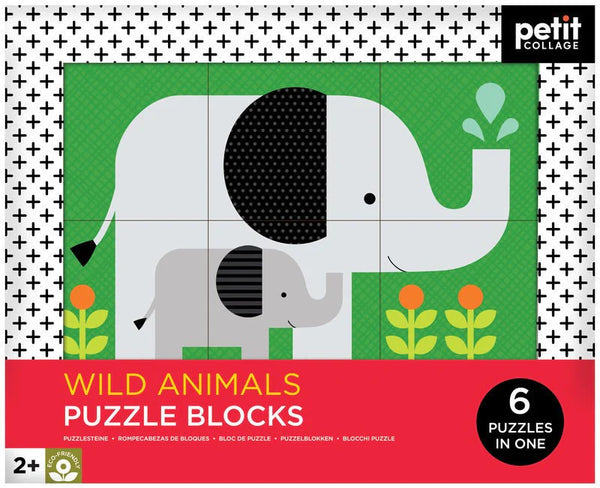 Petit Collage Wild Animal Puzzle Blocks