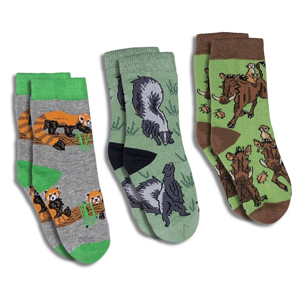 Good Luck Socks 3-Pack | Red Panda, Skunk, Warthog