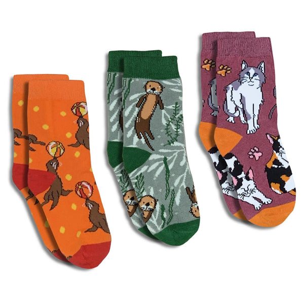 Good Luck Socks 3-Pack | Sea Lions, Sea Otters, Kitty Cats