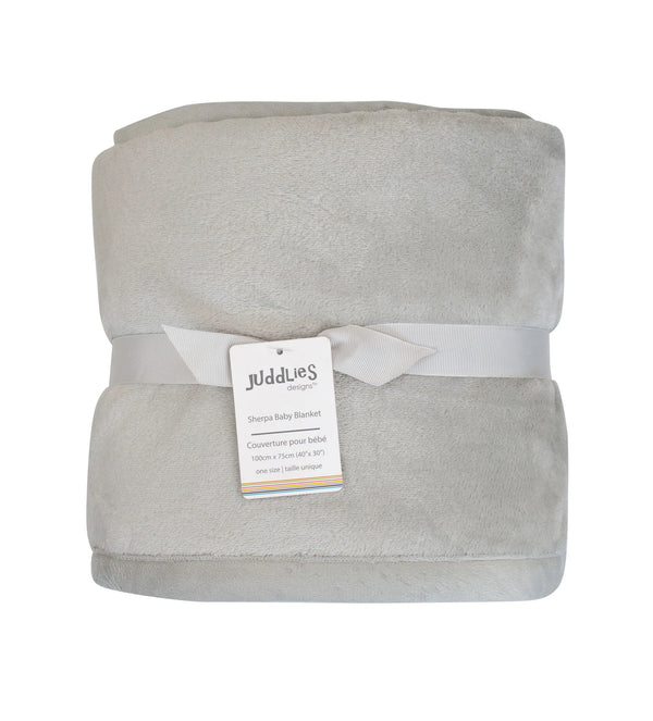 Juddlies Flannel Sherpa Blanket | Light Grey