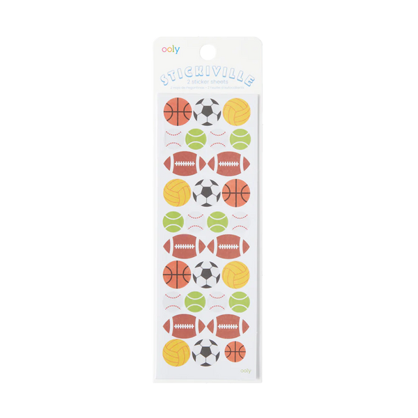 Ooly | Stickiville Skinny Sticker Sheets (2 sheets/pack) | Sports Balls