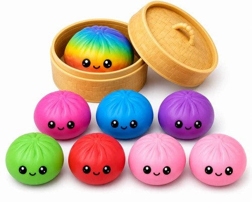 Mystery Squishy Dumplings | Slow Rise Rainbow Surprise