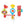 Colorful bath toy set with various components on a white background
