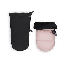 Two winter mittens shown on a plain white background: one black mitten on the left and one pink mitten with a black faux-fur cuff on the right.