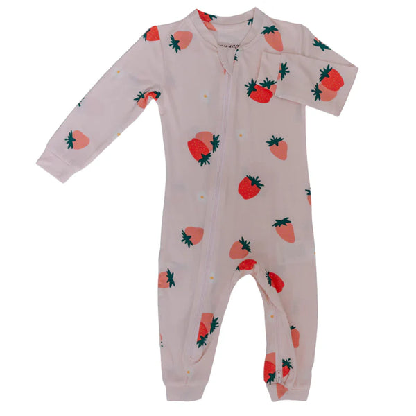 ZippyJamz Footless Bamboo Sleepers | Strawberry Social