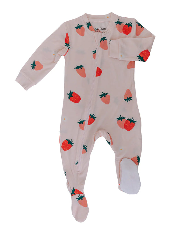 ZippyJamz Bamboo Footed Sleepers | Strawberry Social