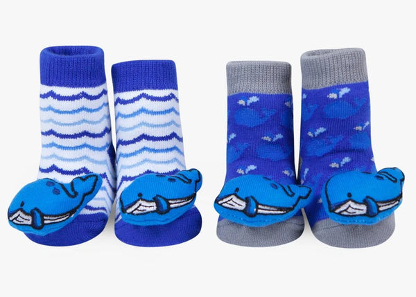 Waddle Baby Whale Rattle Socks (0-12 months) | 2 pairs