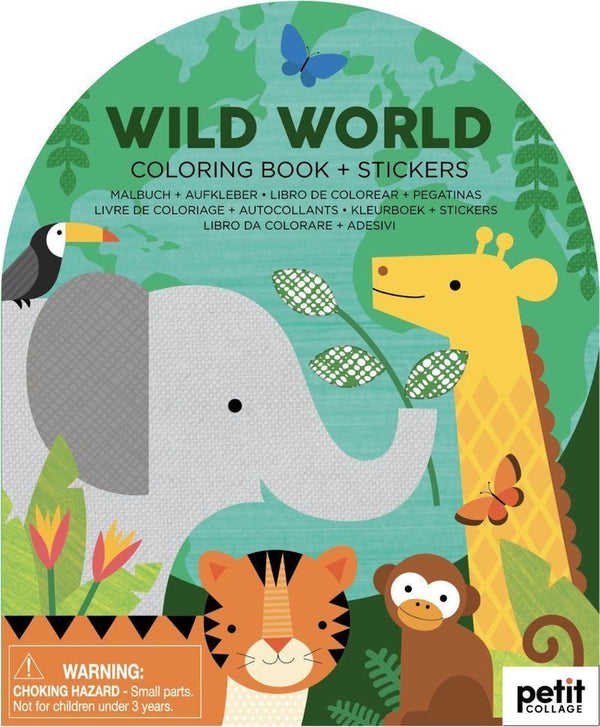 Petit Collage Colouring Book with Stickers | Wild World