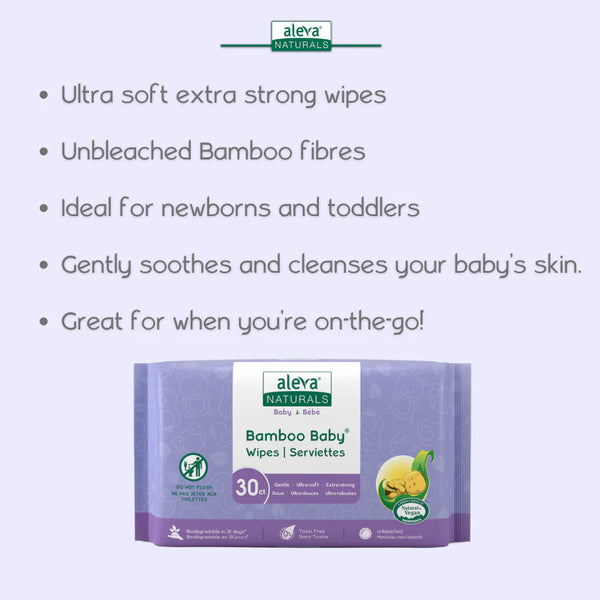 Aleva Naturals Bamboo Baby Travel Wipes  (30 count)