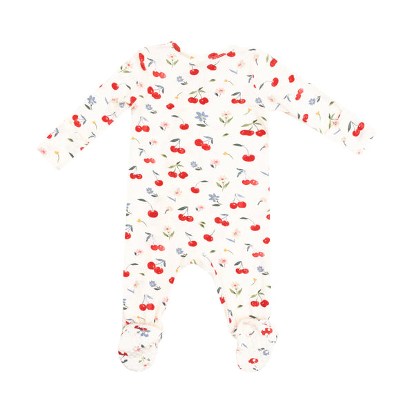 Angel Dear Bamboo Zipper Footie | Watercolour Cherries