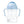 Clear baby bottle with blue lid and handles on a white background