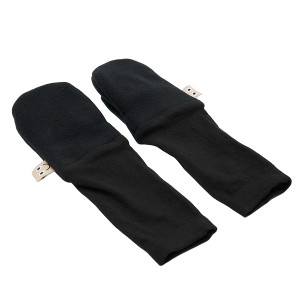 Pair of black oven mitts on a white background