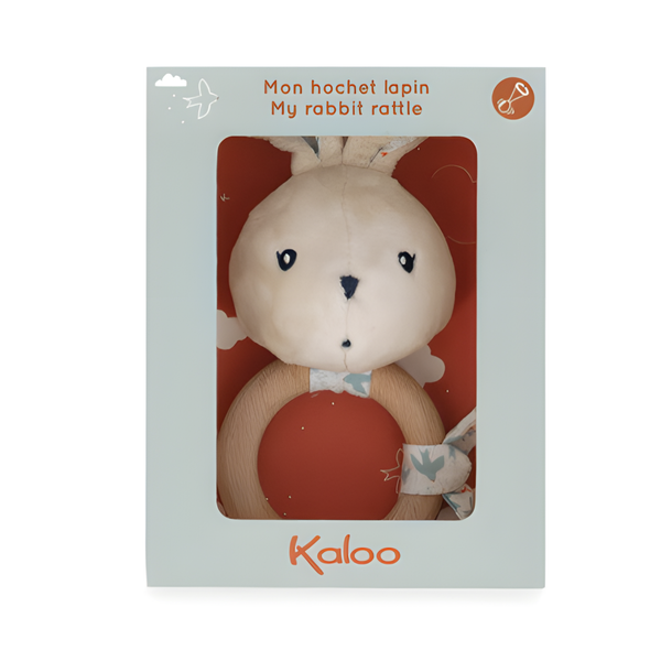 Kaboo rabbit rattle toy in packaging on a white background