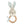 Plush rabbit toy with wooden ring and floral ears on a white background, branded 'Kaloo'.