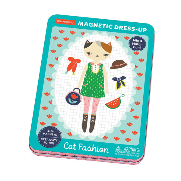 Mudpuppy Magnetic Tin Play Sets | Cat Fashion Magnetic Dress-up