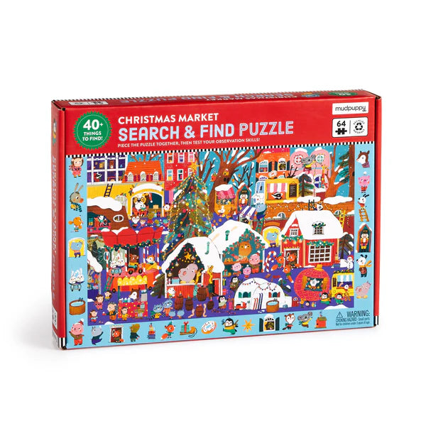 Mudpuppy Christmas Market 64 Piece Search and Find Puzzle