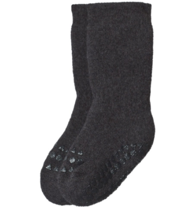 GoBabyGo | Non Slip Bamboo Socks | Dark Grey Melange