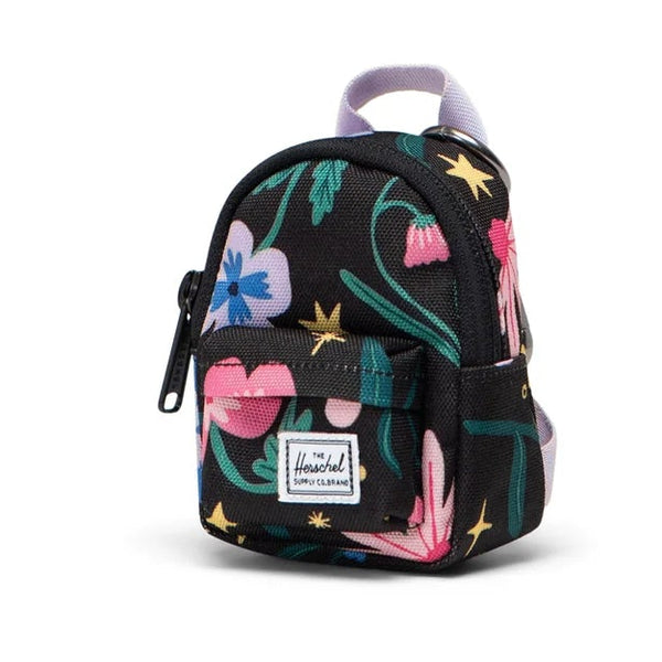 Small backpack with floral pattern on a white background