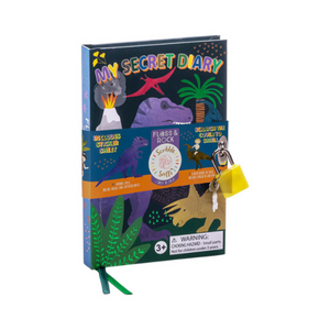 Secret diary with colorful illustrations and a lock on a white background
