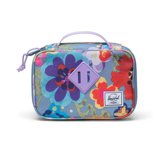 Colorful floral-patterned toiletry bag on a white background
