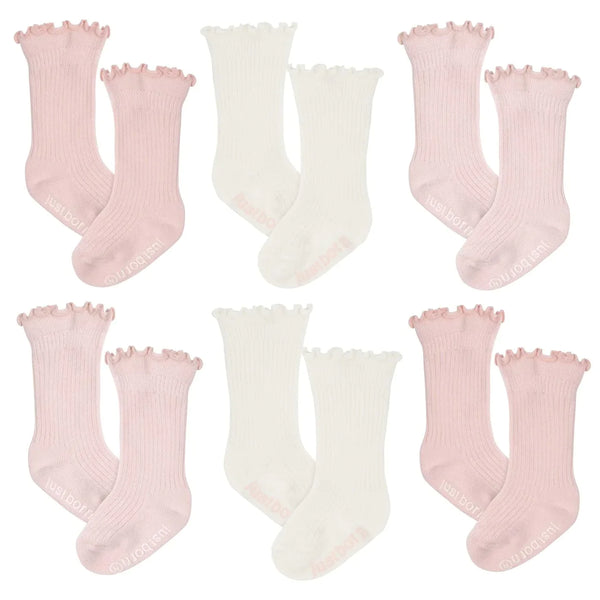 Just Born Wiggle Proof Socks (6 pack) - 2 colour options