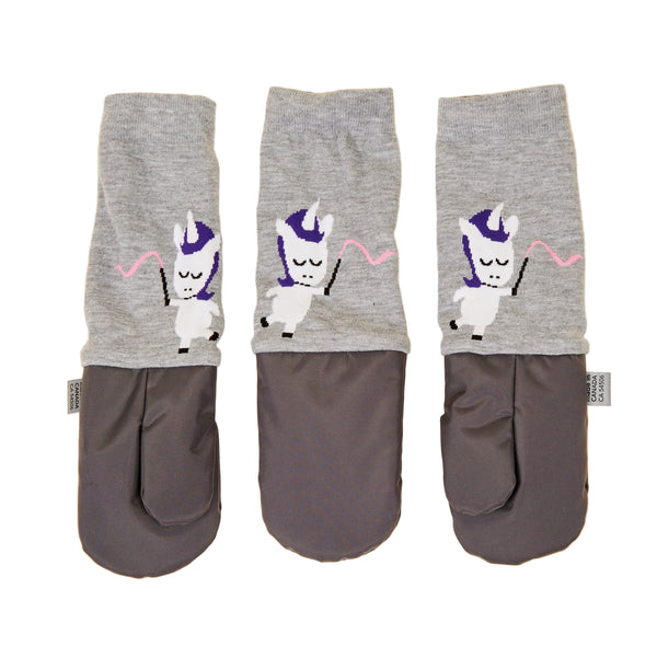 MimiTENS Children's Mittens | Grey Unicorns