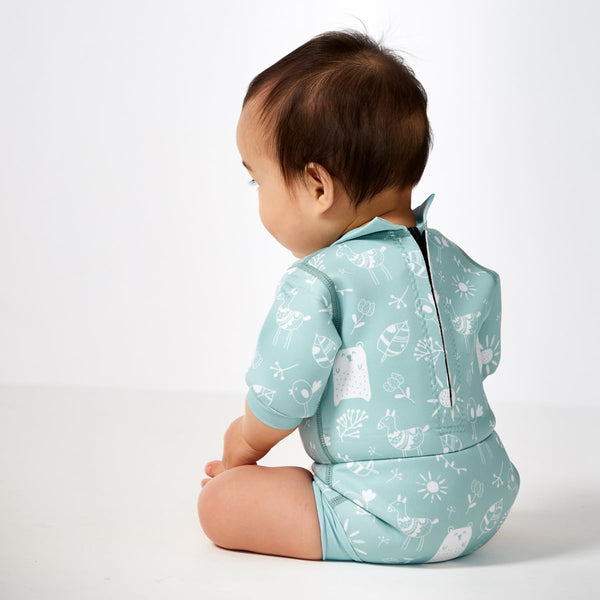 Splash About Happy Nappy Wetsuit with built-in reusable swim diaper for babies-back
