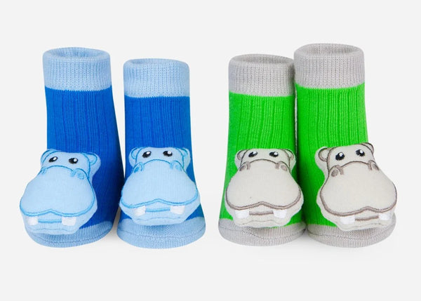 Waddle Hippo Baby Rattle Socks (0-12 months) | Set of 2 pairs