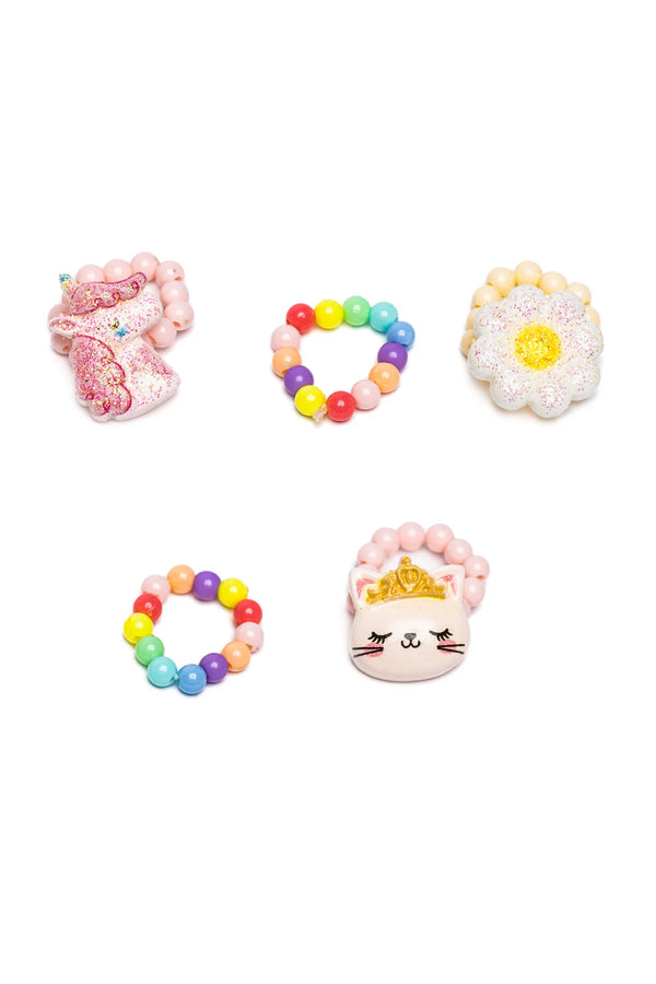 Great Pretenders Flower, Kitty, Unicorn Elastic Rings | Set of 5