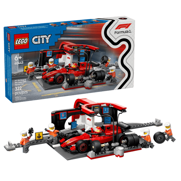 LEGO City | F1 Pit Stop & Pit Crew with Ferrari Car | 60443