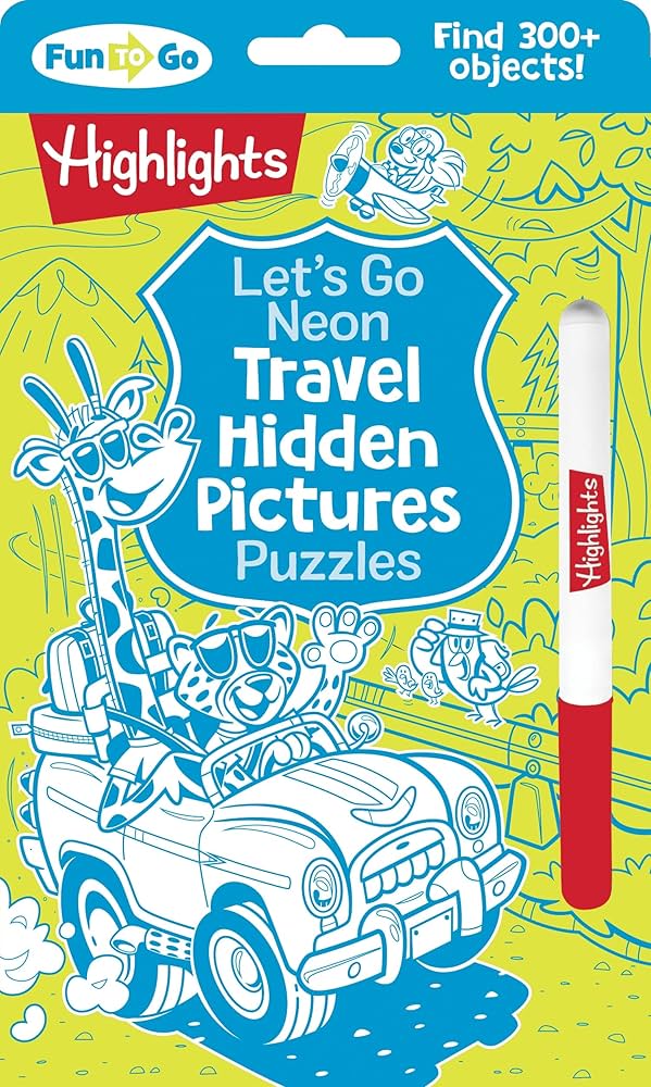 Highlights Fun to Go Activity Book | Let's Go Neon Travel Hidden Picture Puzzles