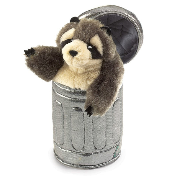 Folkmanis Hand Puppets | Raccoon in Garbage Can