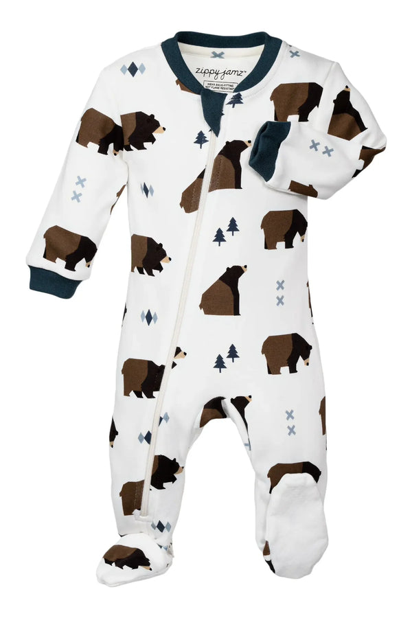 ZippyJamz Footed Cotton Sleeper | Little Grizzle
