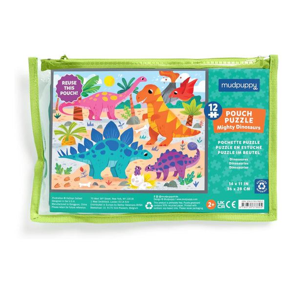 Mudpuppy Pouch Puzzle | Mighty Dinosaurs | 12 Piece