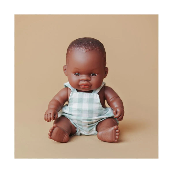 Miniland My Friends and Me Dressed Dolls 8 1/4" | African Baby Boy