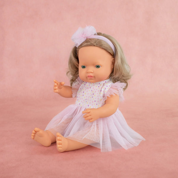 Miniland Baby Doll Dark Blonde Girl 15"