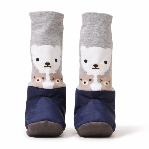 MimiTENS Booties | Brown Bear with Blue Foot